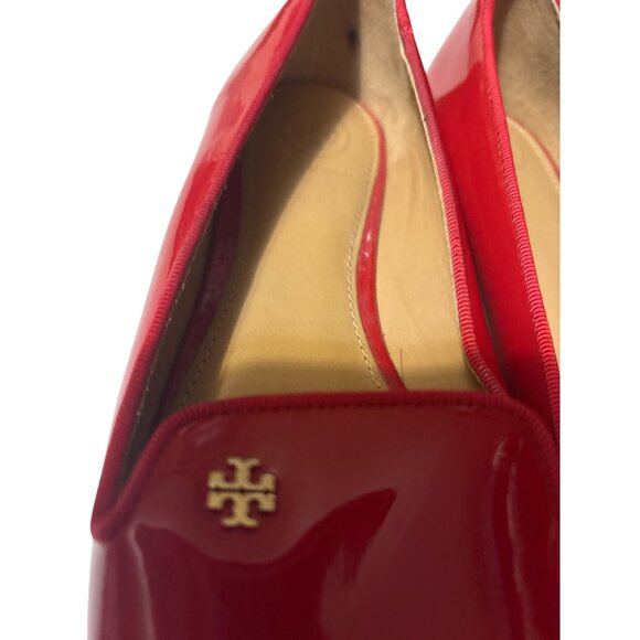 Tory Burch Red Patent‎ Leather Loafers Size 6.5 - Picture 3 of 8
